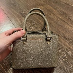 Michael Kors MK Savannah mini satchel gold sparkle